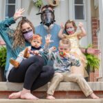 family on porch